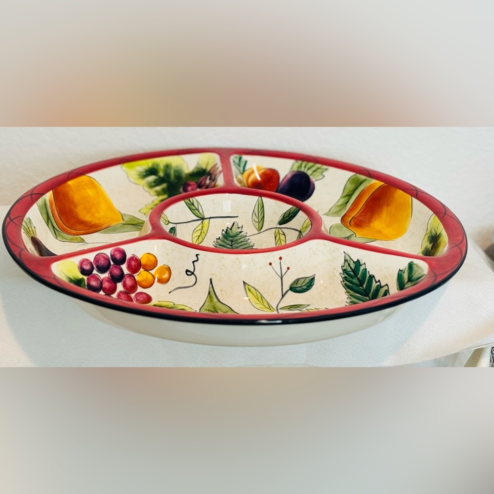 2001 Clay Art of San Francisco Ambrosia, Divided Vegetable Platter or Crudite